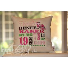 Flowery Rabbit - Birth Announcement Pillow